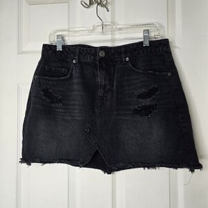 Black womens‎ Chelsea & Violet Denim distressed Skirt L